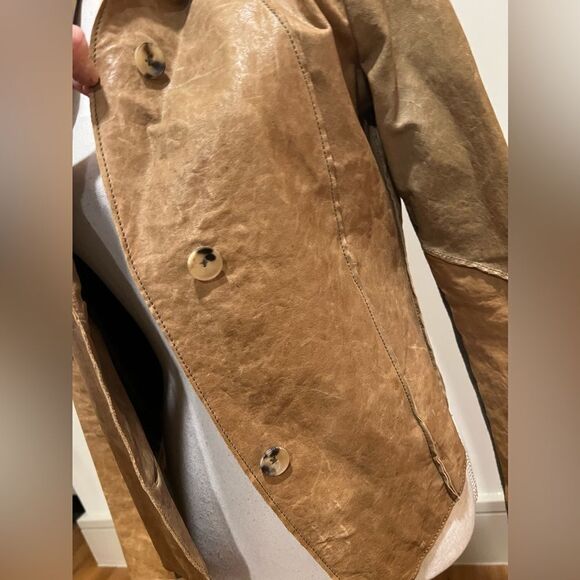 Helmut Lang tan distressed vintage leather blazer size small - Picture 4 of 13